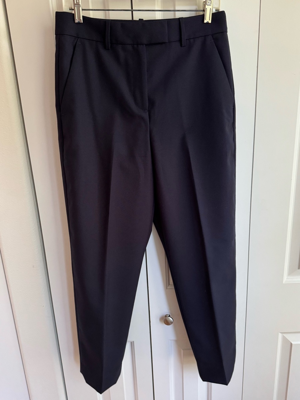 BANANA REPUBLIC ITALIAN WOOL HIGH RISE TAPERED ANKLE PANT SLACKS 6 NAVY 539414
